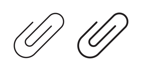 Paper clip icon. attach, document clip, staple, fastener, page clamp, office concept. Vector illustration with stroke and fill on a white background.