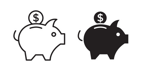 Piggy bank icon . Vector illustration with stroke and fill on a white background.