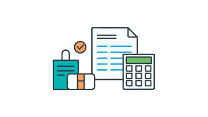 Accounting icons document calculator bag finance business
