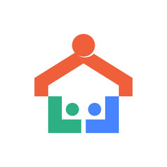 simple family house Logo icon vector in flat style design