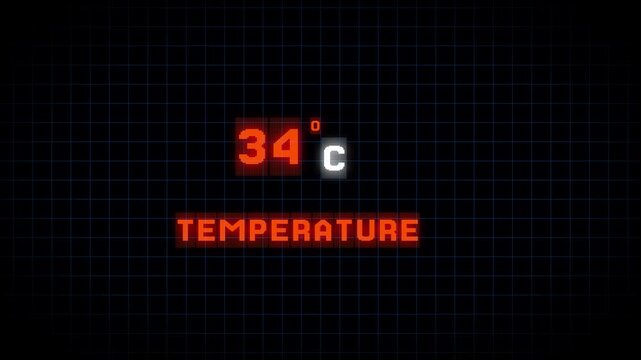 34 Degrees Celsius Temperature Animation.