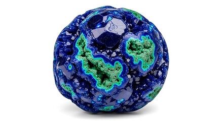 Azurite Malachite Sphere - A Stunning Mineral Specimen with Earth-like Patterns.