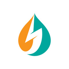 modern thunder logo icon vector with water element in flat style design