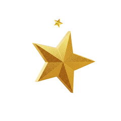 Golden Glitter Stars Illustration Isolated On Transparent Background
