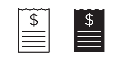 Receipt icon . paper receipt. Vector illustration with stroke and fill on a white background.