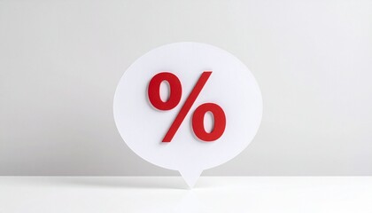 White speech bubble with bold red percentage symbol