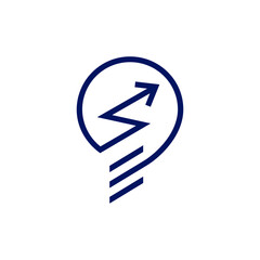 blue bulb arrow logo design isolated on white background