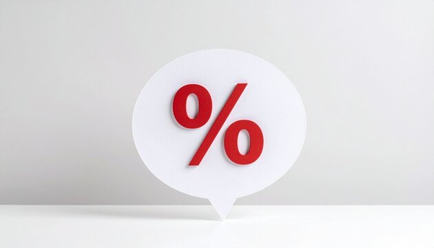 White speech bubble with bold red percentage symbol