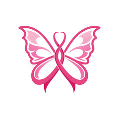 Pink butterfly breast cancer awareness ribbon symbol