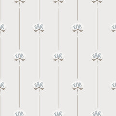 Flower pattern cream blue with lines background meadow flowers. Farmhouse simple backdrop and tiny floral grandmillenial style