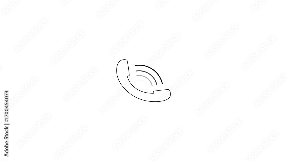 Poster simple outline icon of a telephone receiver with sound waves indicating a call or communication