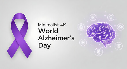 Fototapeta premium World Alzheimer's Day Raising Awareness and Supporting Those Affected with a Purple Ribbon