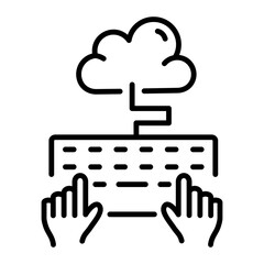 A linear style icon depicting typing