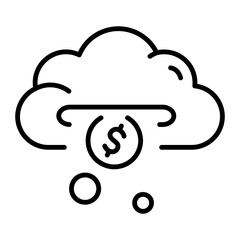 An outline style icon showing cloud earning
