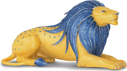 Ornate gold and blue lion sculpture