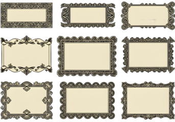 Decorative Frames In Different Shapes Isolated On Transparent Background