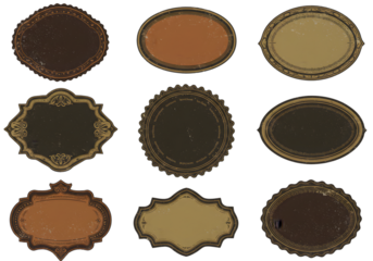 Decorative Vintage Frames Set Illustration with Brown And Gold Colors