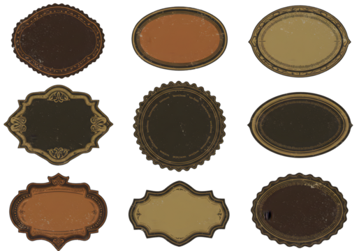 Decorative Vintage Frames Set Illustration with Brown And Gold Colors