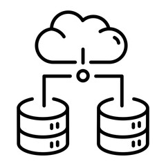An outline style icon showing cloud database