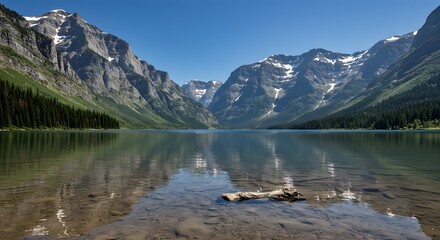 Serene mountain lake landscape