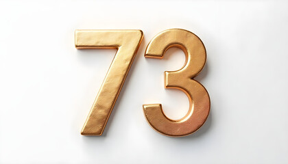 73 made of gold metal isolated on white background