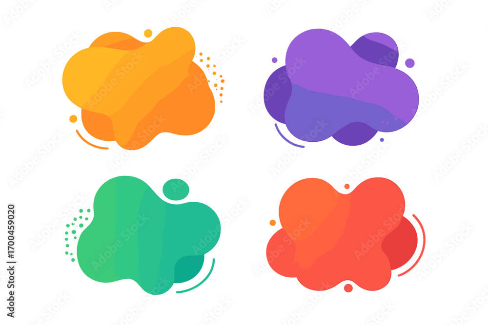 Poster set of colorful abstract liquid shapes with gradient colors modern dynamic amoeba blobs for banners 