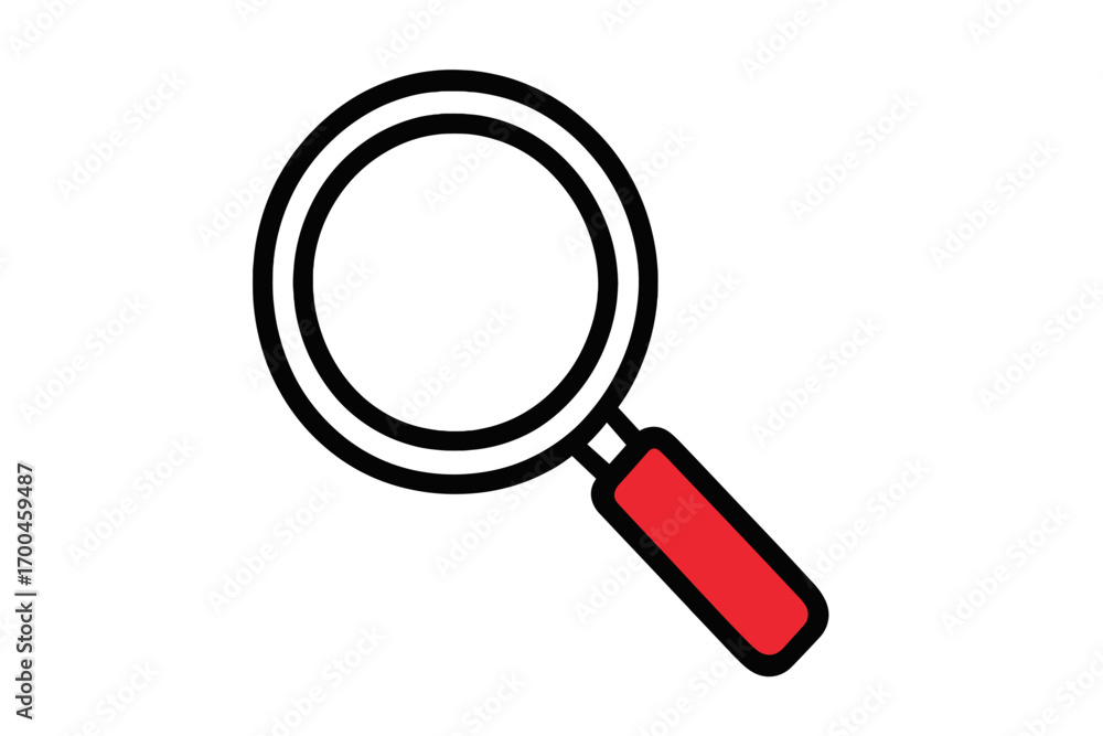 Poster magnifying glass icon with a red handle isolated on a white background representing concepts of sear