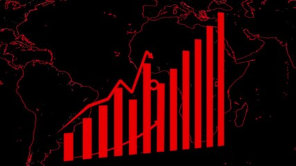 A 3d financial stock market graph and bar chart illustration with a blue arrow symbolises data growth and business success within a modern city technology concept design - Powered by Adobe