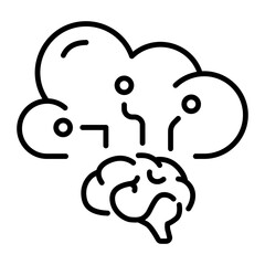 An outline style icon showing cloud technology