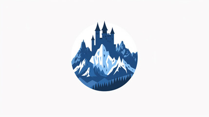 Snow Mountain Castle Icon for Fantasy and Landscape Themes