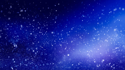 Obraz premium 青から紫のグラデーションに舞う雪・やわらかな冬背景