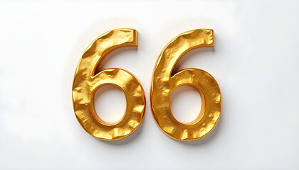 66 made of gold metal isolated on white background