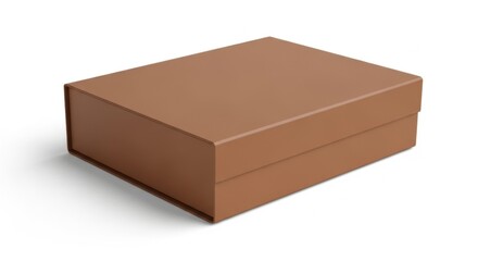 Brown Closed Cardboard Box on White Background for Packaging and Storage