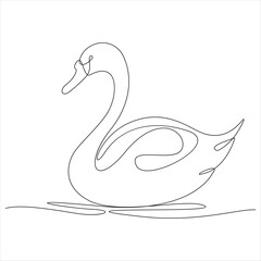 Continuous one line drawing of mute swan minimalist outline vector illustration