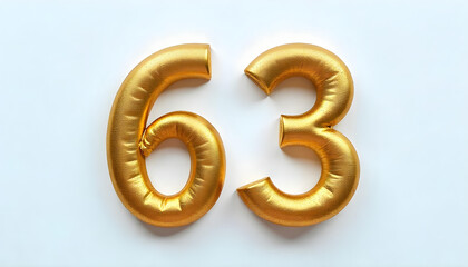63 number air inflatable balloon isolated on white background