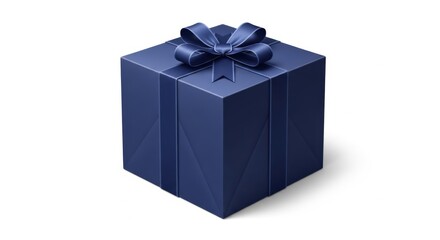 Obraz premium Elegant Dark Blue Gift Box with Satin Ribbon and Bow for Special Occasions