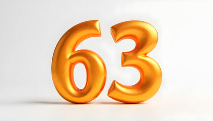 63 number air inflatable balloon isolated on white background