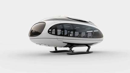 Obraz premium Futuristic self-flying autonomous air taxi on a white background for a futuristic city