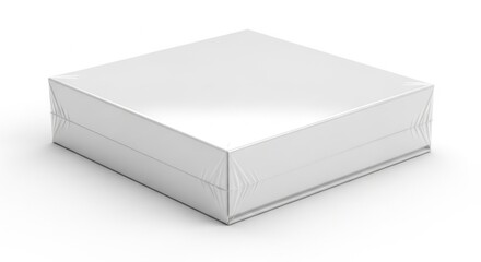 Naklejka premium White Square Mattress Wrapped in Plastic Cover in Studio Setting