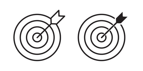Target icon. success target icon.  Linear icon collection. Success target outline icons collection. Vector illustration with stroke and fill on a white background.