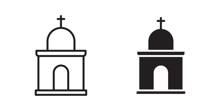 Temple icon. Silhouette of Hindu Temple icon. Temple symbol design from Religion. Vector illustration with stroke and fill on a white&nbsp;background.