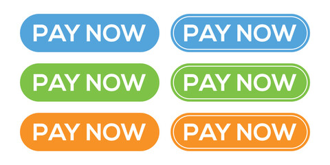Pay NowButton Icon Set , Hand Cursor Click, Online Shopping Vector.