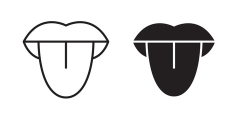Tongue icon . Vector illustration with stroke and fill on a white background.