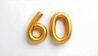60 made of gold metal isolated on white background