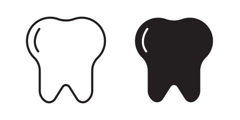 Tooth icon .Tooth simple silhouette on white. Modern, minimalist icon in black color. Web site and mobile app design vector element. Vector illustration with stroke and fill on a white background.