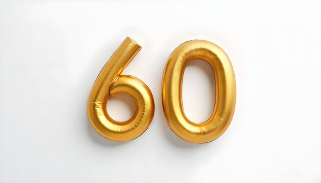 60 made of gold metal isolated on white background