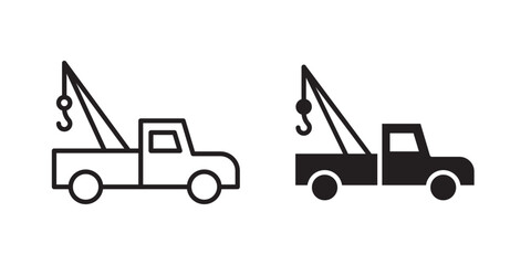 Tow truck icon. Best tow truck icon vector for mobile aps, websites, tow truck design element, and more. Vector illustration with stroke and fill on a white background.