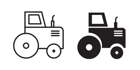 Tractor icon. Vector illustration with stroke and fill on a white background.