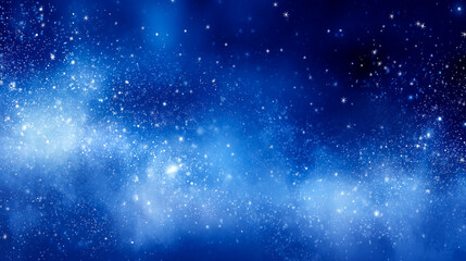 Obraz premium 満天の星と粉雪が舞うネイビーブルーの冬夜背景