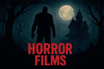 Horror Movie Plakat, Grusellandschaft in Vollmondnacht